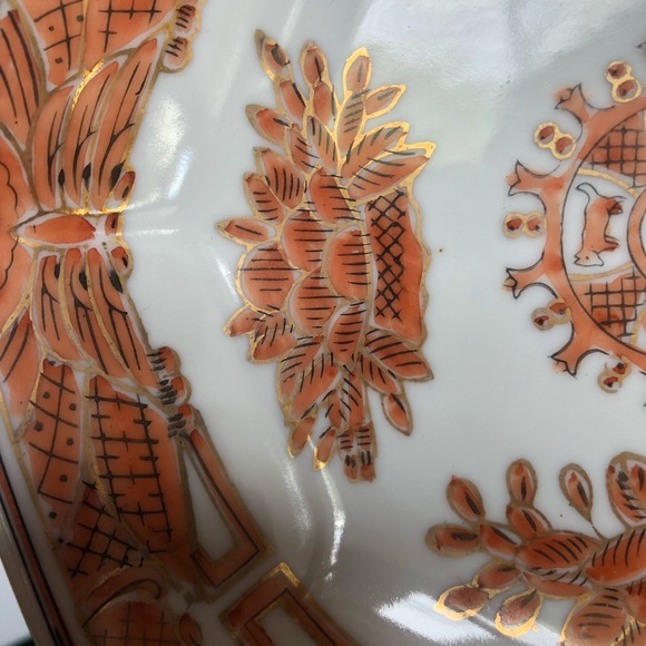 Octangonal Pedestal Bowl Orange Black Gold Made in Japan Hand Painted Andrea - Picture 9 of 10